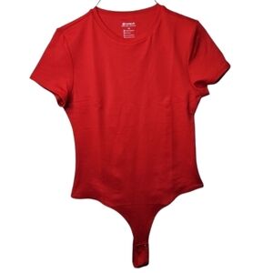 shapewear Bodysuit for women tummy control Round Neck T-Shirt Red Bodysuit